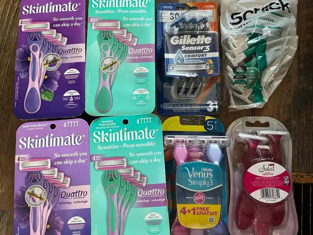 Assorted Women's Disposable Razor Variety Lot (Skintimate, Gillette, Schick, Bic